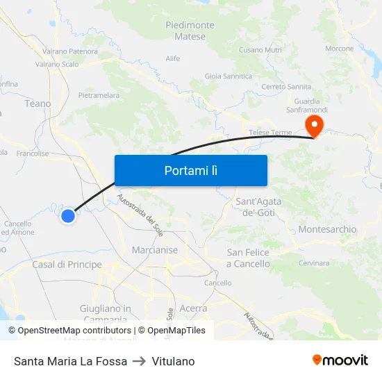 Santa Maria La Fossa to Vitulano map