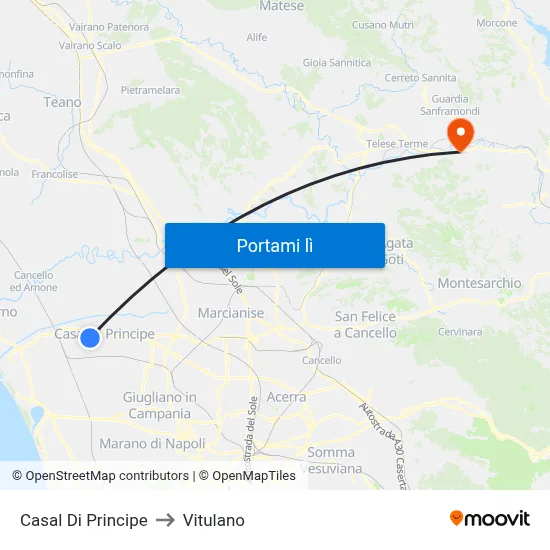 Casal Di Principe to Vitulano map