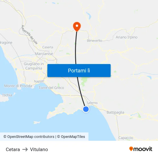 Cetara to Vitulano map