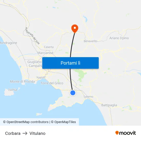 Corbara to Vitulano map