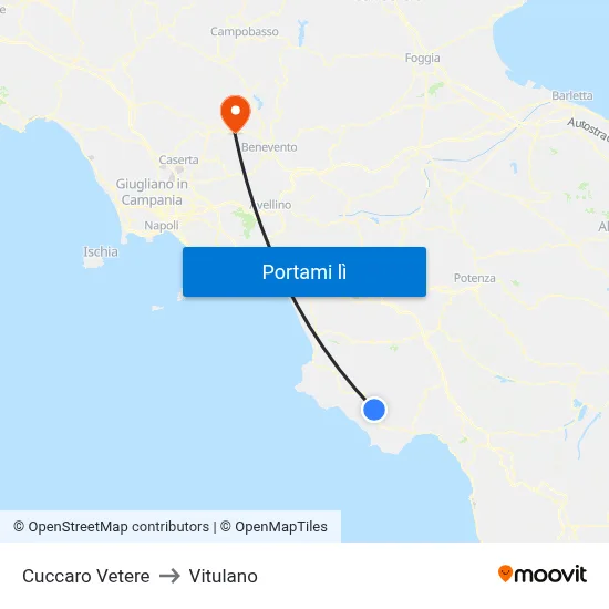 Cuccaro Vetere to Vitulano map