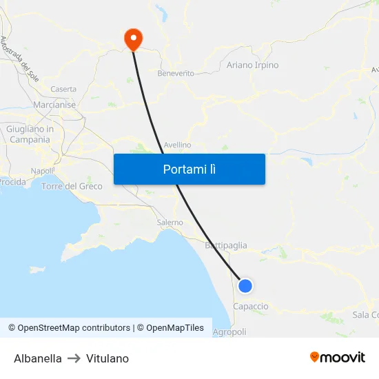 Albanella to Vitulano map