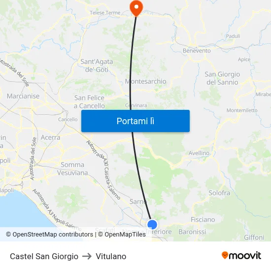 Castel San Giorgio to Vitulano map