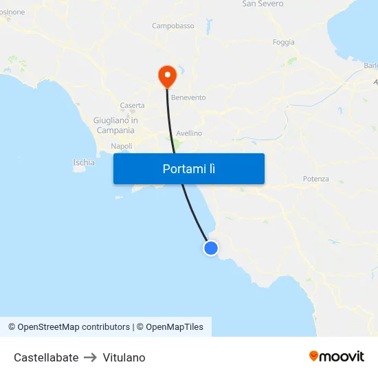 Castellabate to Vitulano map