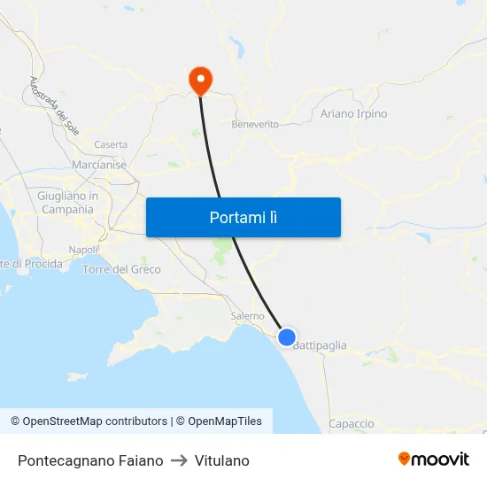 Pontecagnano Faiano to Vitulano map