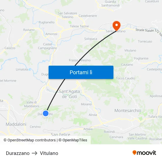 Durazzano to Vitulano map