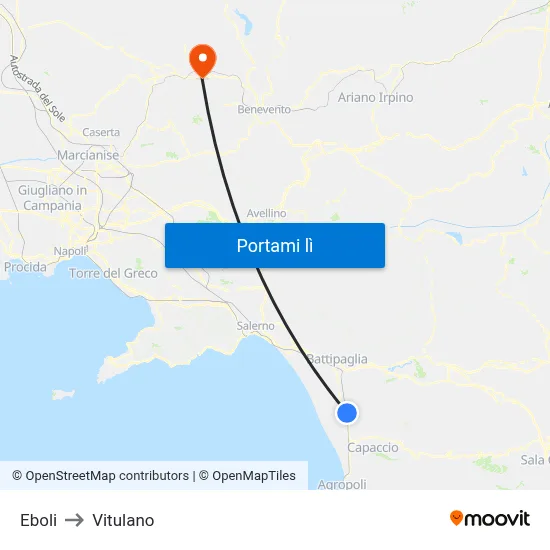 Eboli to Vitulano map