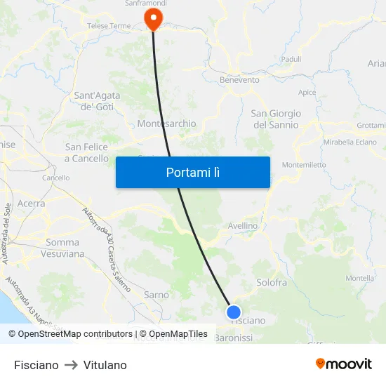 Fisciano to Vitulano map