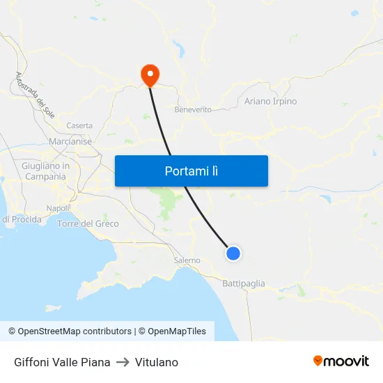Giffoni Valle Piana to Vitulano map