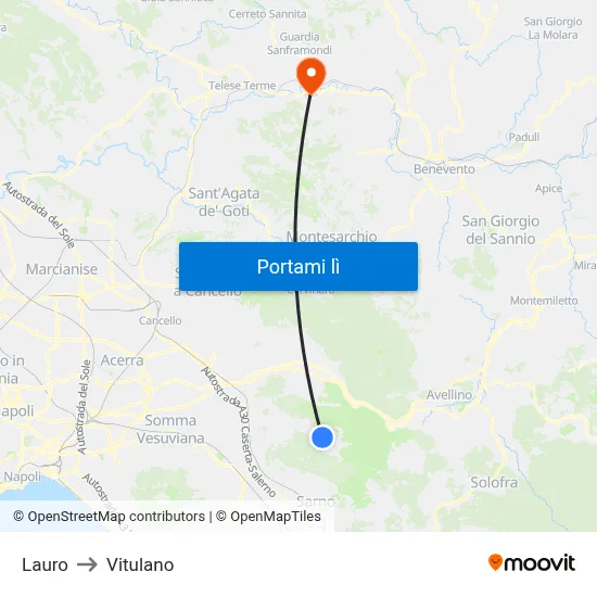 Lauro to Vitulano map