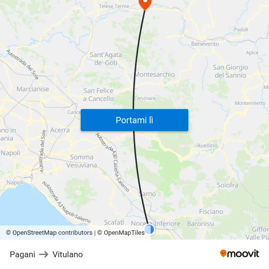 Pagani to Vitulano map