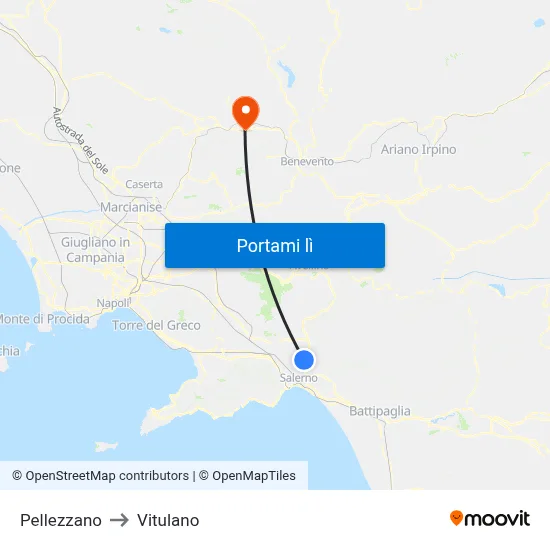 Pellezzano to Vitulano map