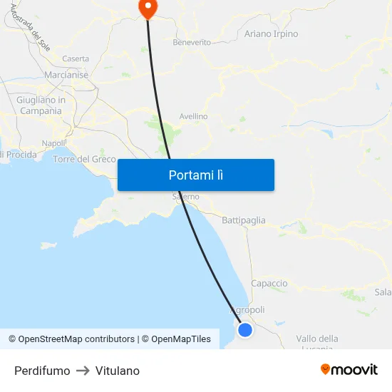 Perdifumo to Vitulano map