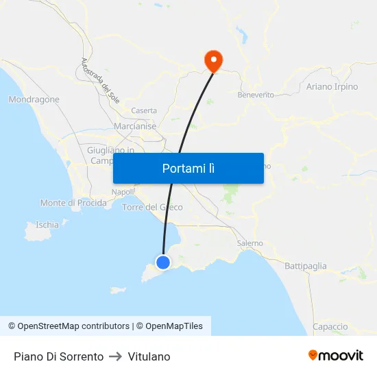 Piano Di Sorrento to Vitulano map