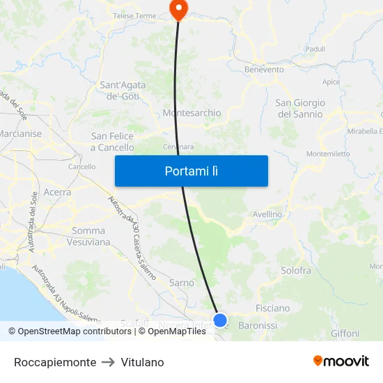 Roccapiemonte to Vitulano map