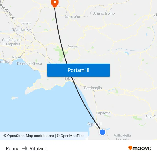 Rutino to Vitulano map