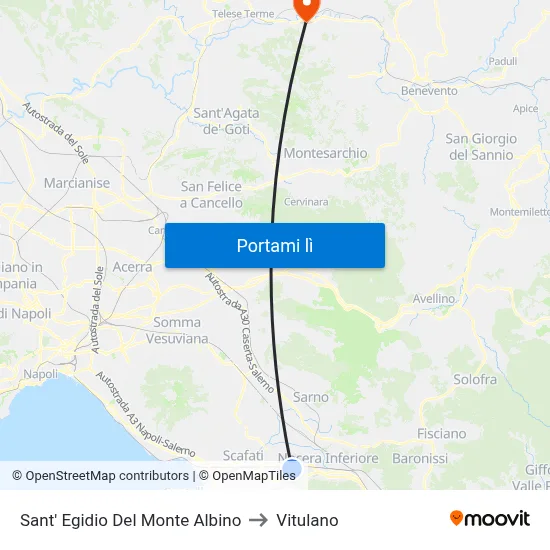 Sant' Egidio Del Monte Albino to Vitulano map