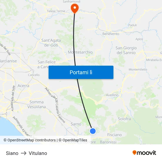 Siano to Vitulano map