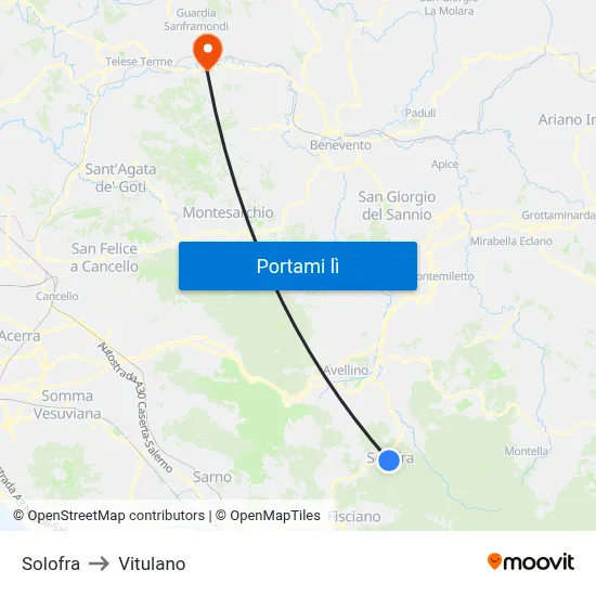Solofra to Vitulano map