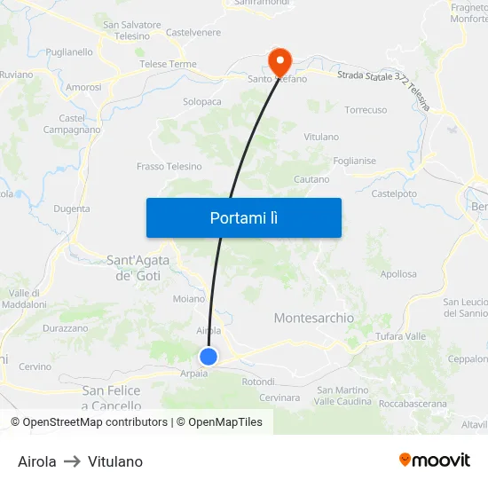 Airola to Vitulano map