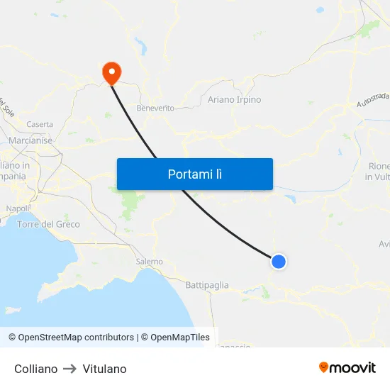 Colliano to Vitulano map