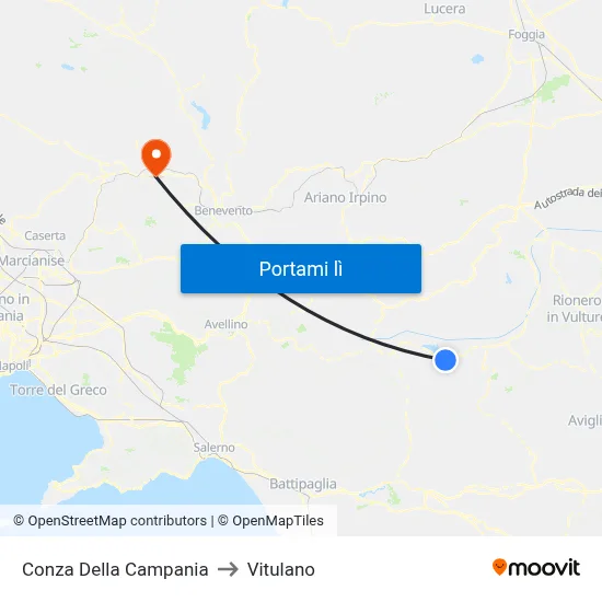 Conza Della Campania to Vitulano map
