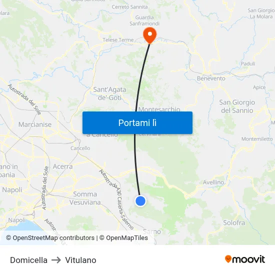 Domicella to Vitulano map