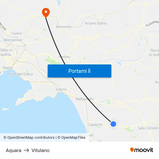 Aquara to Vitulano map