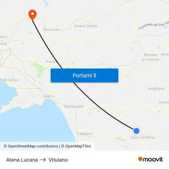 Atena Lucana to Vitulano map