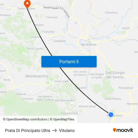 Prata Di Principato Ultra to Vitulano map