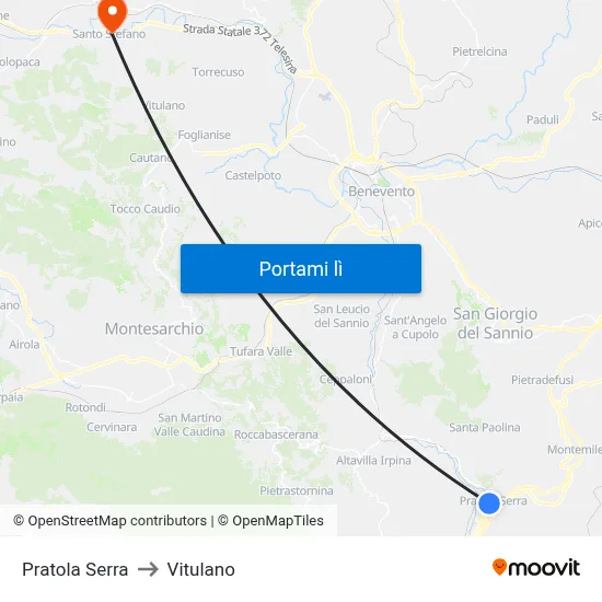 Pratola Serra to Vitulano map