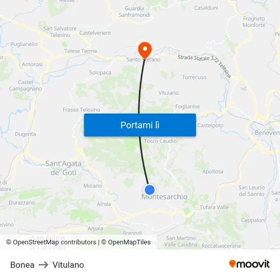 Bonea to Vitulano map