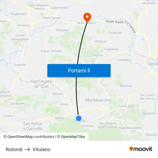 Rotondi to Vitulano map