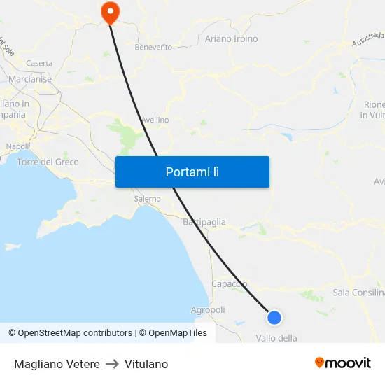 Magliano Vetere to Vitulano map
