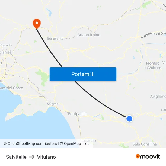 Salvitelle to Vitulano map