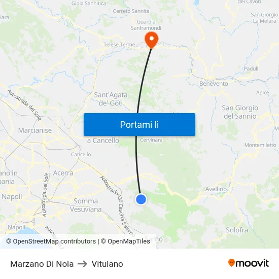 Marzano Di Nola to Vitulano map