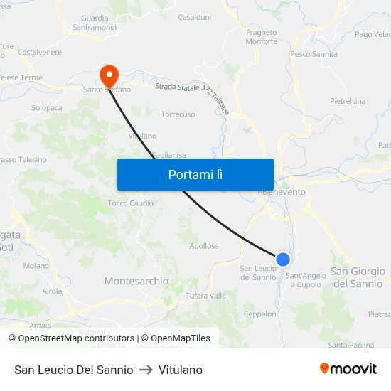 San Leucio Del Sannio to Vitulano map