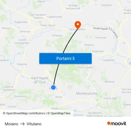 Moiano to Vitulano map