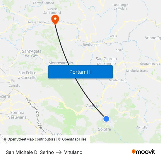 San Michele Di Serino to Vitulano map