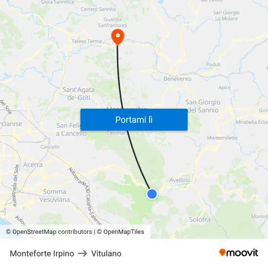 Monteforte Irpino to Vitulano map