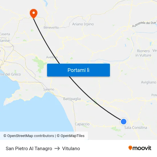 San Pietro Al Tanagro to Vitulano map