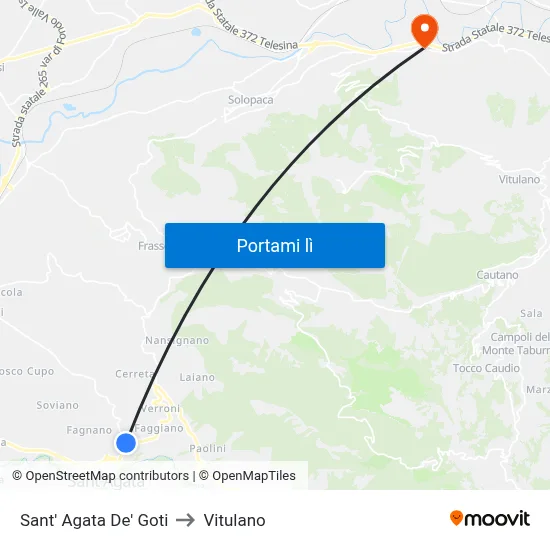 Sant' Agata De' Goti to Vitulano map