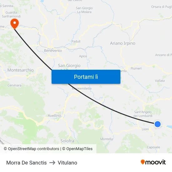 Morra De Sanctis to Vitulano map