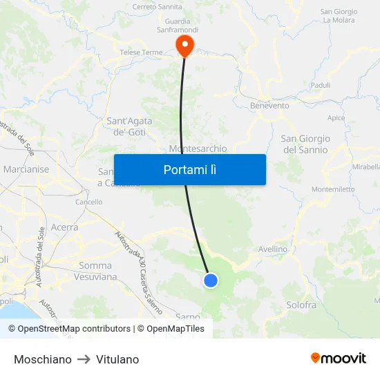 Moschiano to Vitulano map