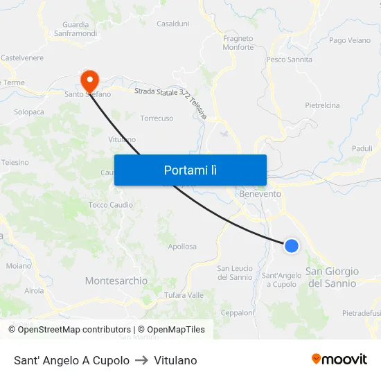 Sant' Angelo A Cupolo to Vitulano map