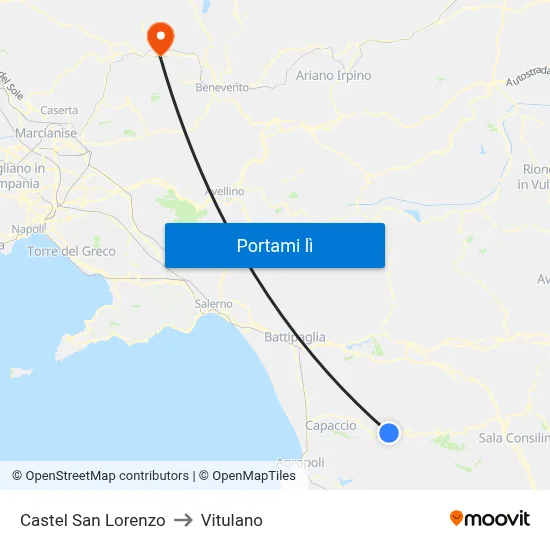 Castel San Lorenzo to Vitulano map