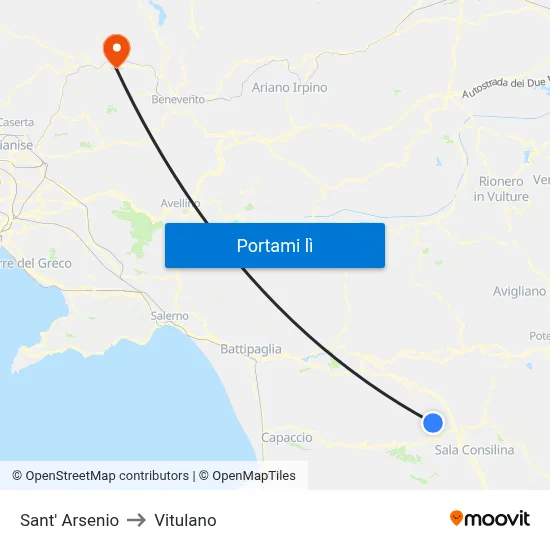 Sant' Arsenio to Vitulano map