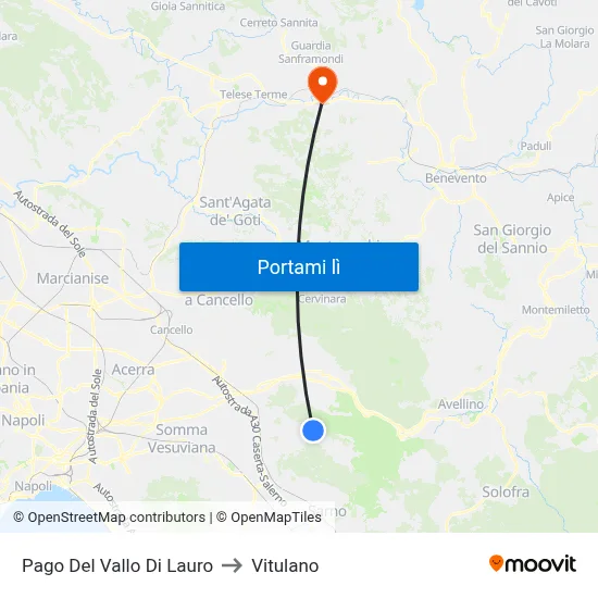 Pago Del Vallo Di Lauro to Vitulano map