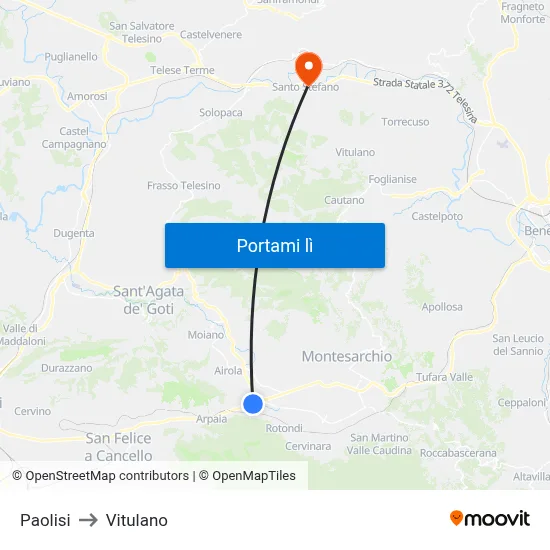 Paolisi to Vitulano map