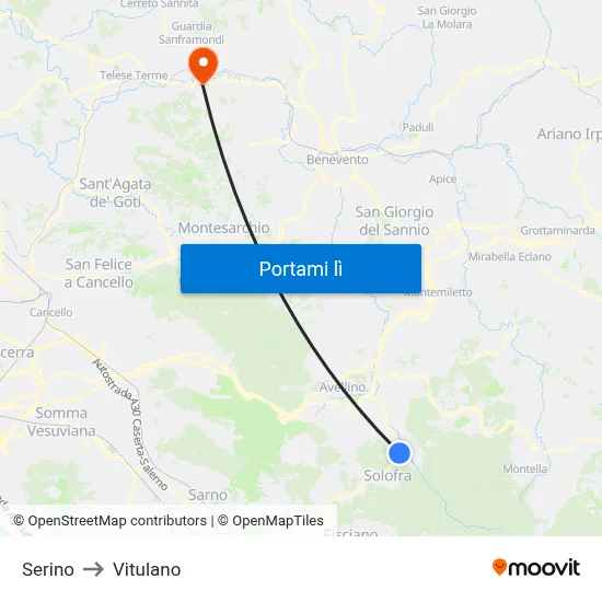 Serino to Vitulano map